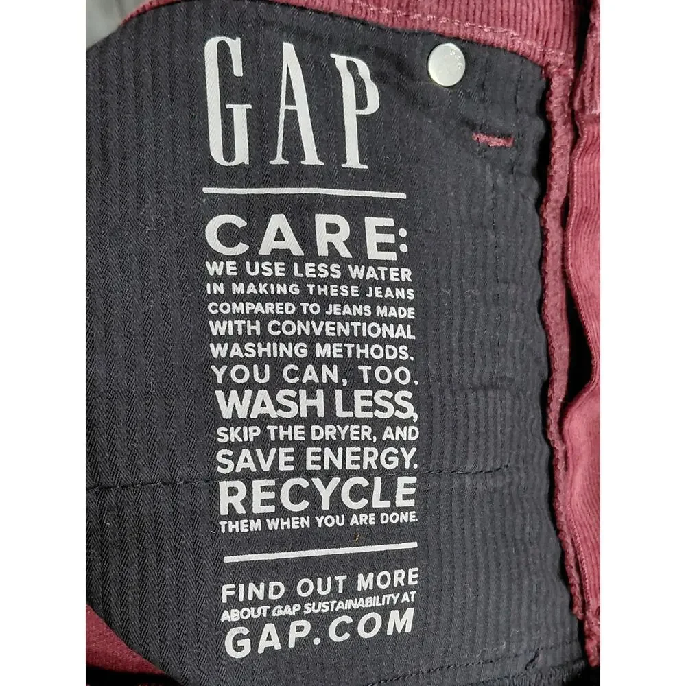 GAP Red Slim Stretch Pants Women Corduroy Size 27
